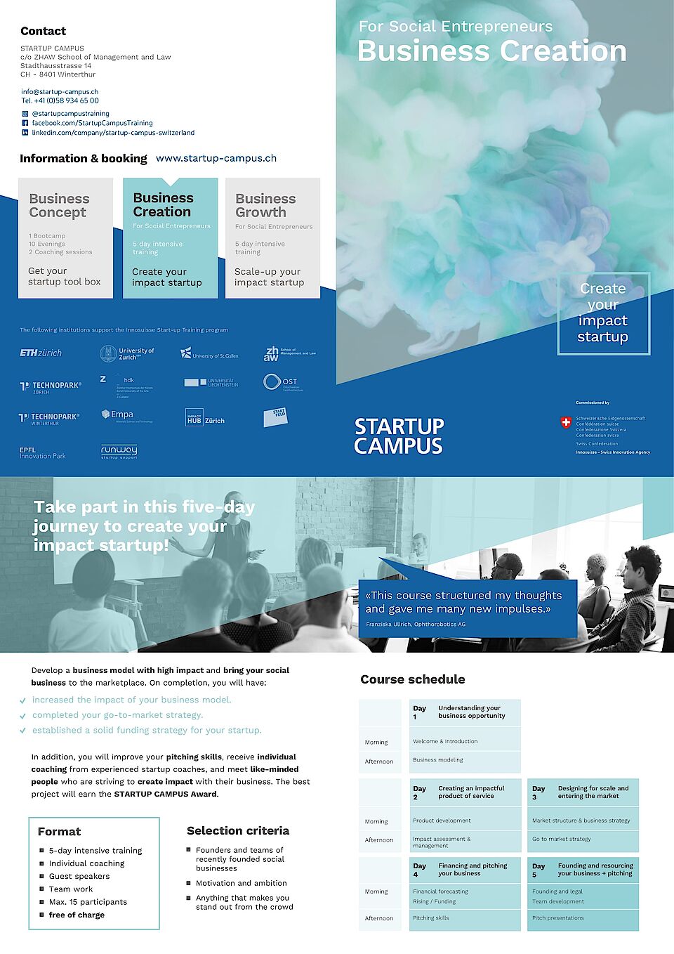 Flyer Kurs “Business Creation for Social Entrepreneurs” 